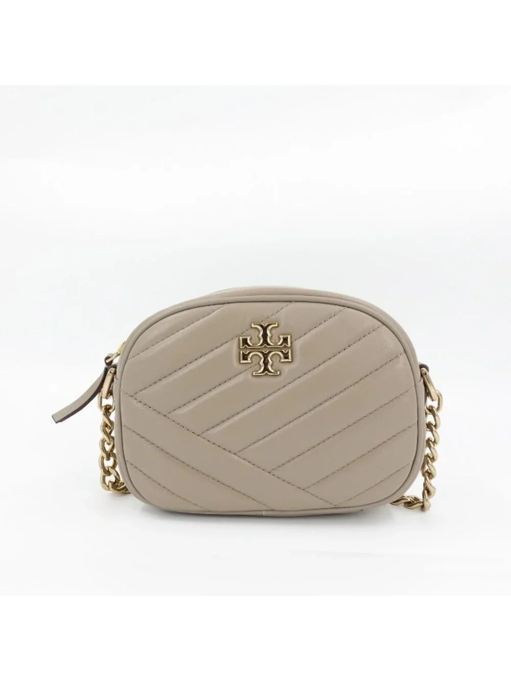 Tory Burch Kira Chevron Small Camera Crossbody Bag Classic Taupe OS